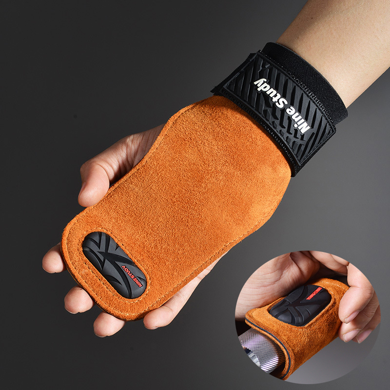 Crossfit Workout Gear - Cowhide Gym Grips Gloves Weightlifting Fitness